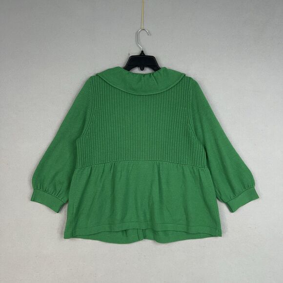 Tibi Sweater Womens Medium Kelly Green Merino Wool Cardigan Peter Pan Luxury - Picture 8 of 14